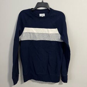 Men's Navy Blue Sweater with Gray Stripe